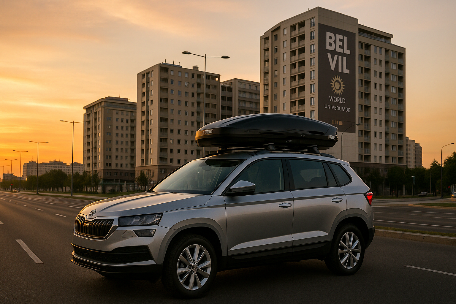 SUV sa Thule krovnim koferom u Beogradu tokom putovanja